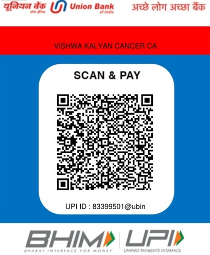 Union Bank of India UPI QR code for donations to Vishwa Kalyan Cancer Care Foundation
